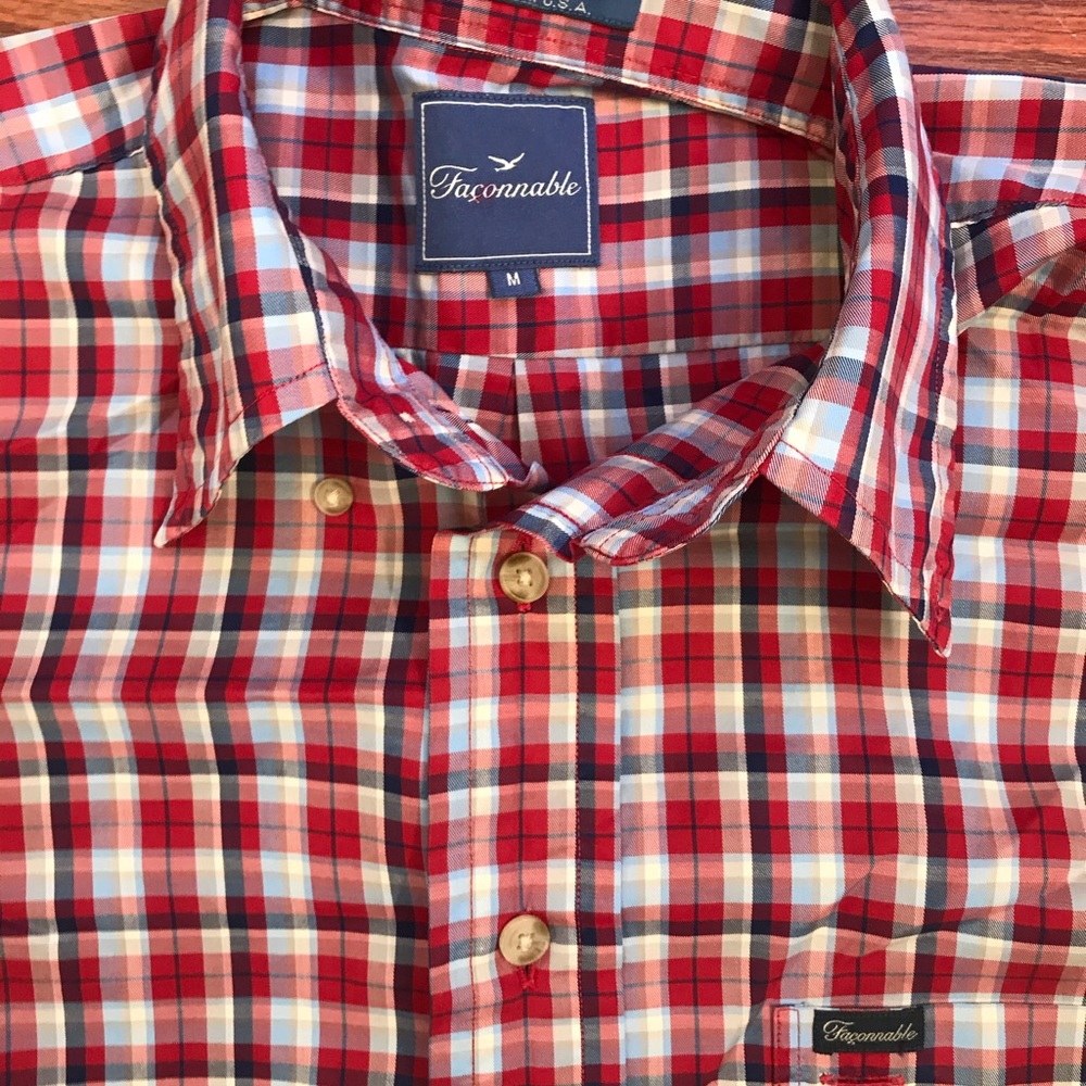 Faconnable Mens Striped Casual Shirt Medium